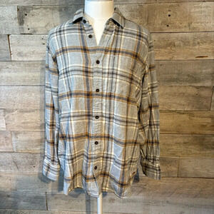 🛍️3/$30 Roots women's plaid casual oversized button up flannel shirt size small